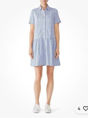 Kate Spade Broome Street Blue and White Striped Button-Down Shirt Dress
